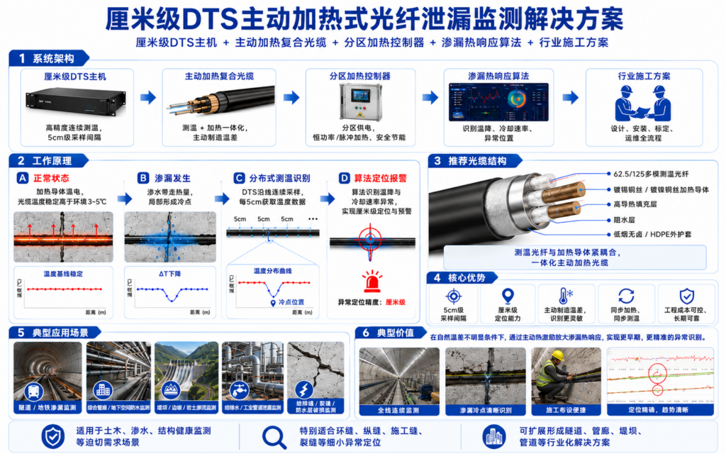 主动热激励分布式光纤介质状态与微渗漏识别解决方案