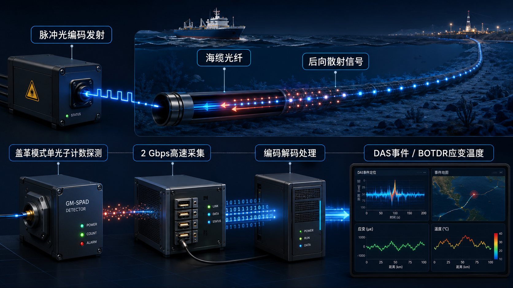 海底光缆DAS地震海洋观测场景