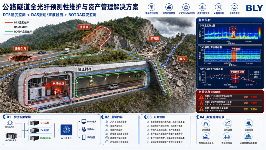公路铁路隧道火灾与运行安全全光纤监测解决方案